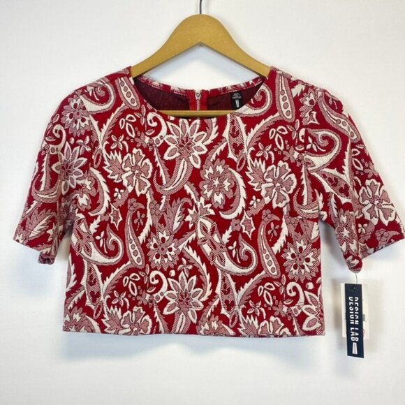 NWT Design Lab Red and White Crop Top - Picture 1 of 7